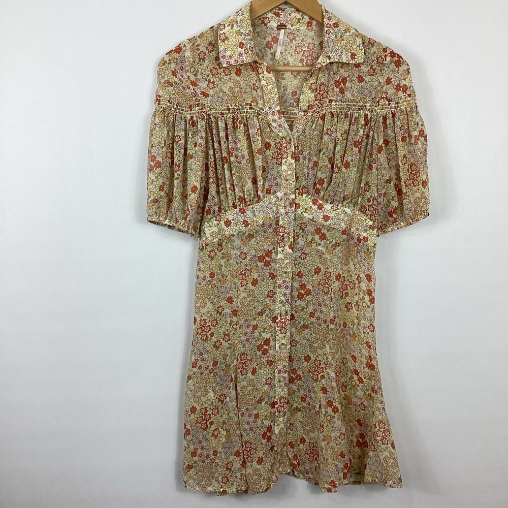 Free People Bonnie Mini Dress In Tea Combo Size XS